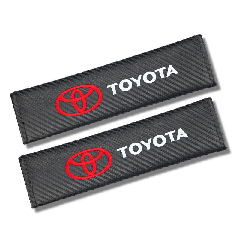 

2pcs Carbon fiber Seat belt Shoulder Pads covers embroidery for Toyota Corolla Camry RAV4 Yaris Avensis C-HR Hilux Car-styling