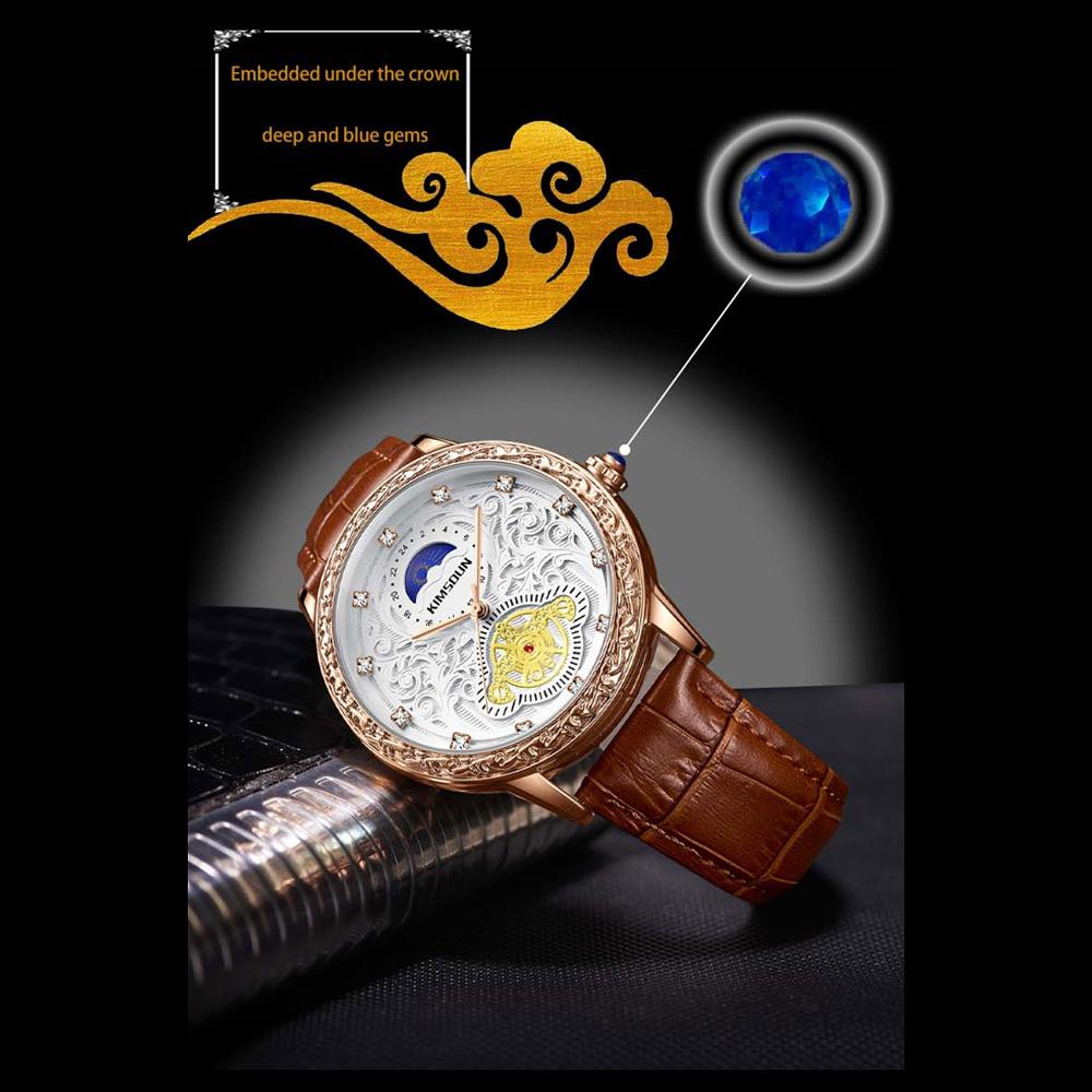 KIMSDUN Watch Men's Top Brand Luxury Clock Carved Month High-end Men's Waterproof Quartz