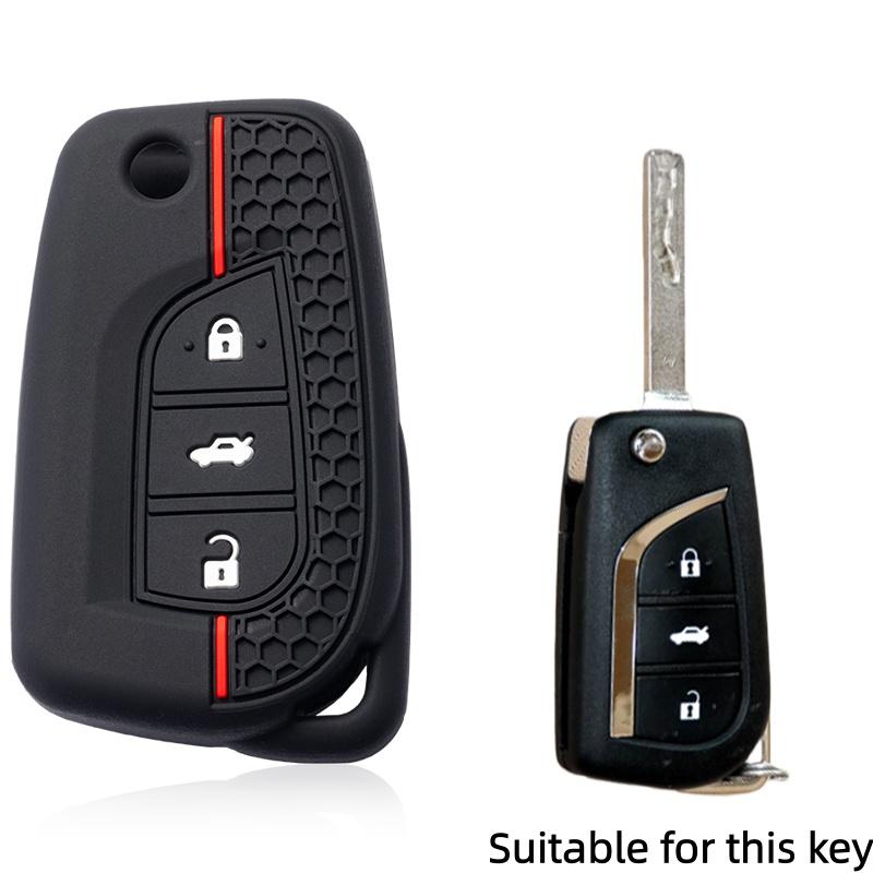 Silicone Car Key Case Cover for Citroen C1 for Toyota Auris Corolla Reiz Yaris Aygo Rav4 2022 Scion Hilux for Peugeot 108