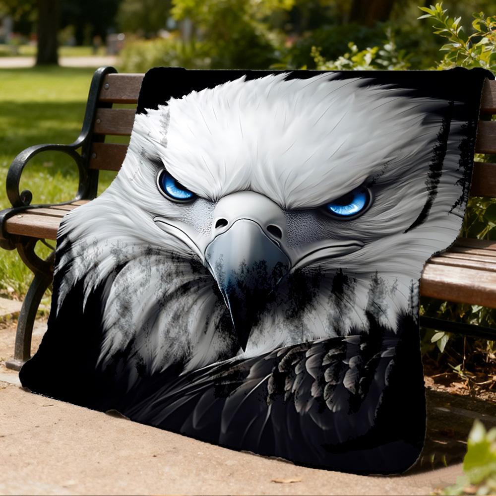 1pc Eagle Head Print Outdoor Blanket, Lightweight Polyester,