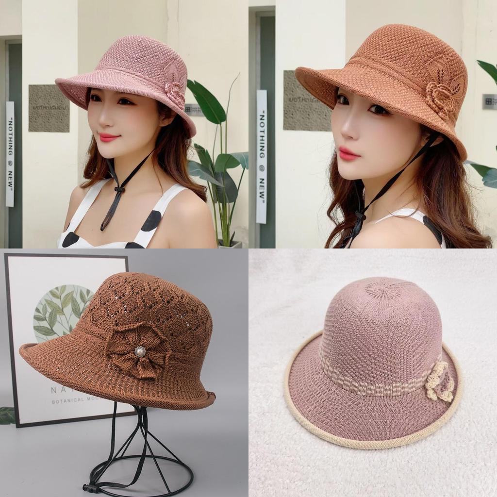 Sun Protection Hat For Women With Embroidered Flower Pattern Outdoor Summer Foldable Breathable Polyester