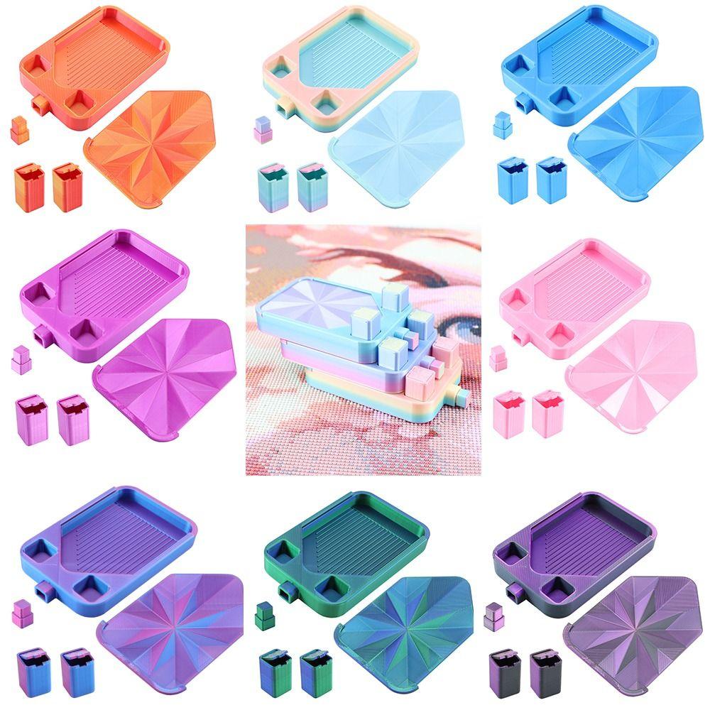 Multi-Color Partitioned Rhinestone Storage Tray Silky  Painting Accessories  for Adults