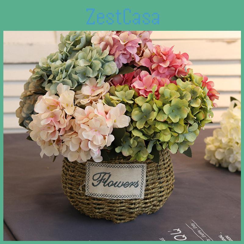 Lifelike 6 Heads Artificial Silk Hydrangea Fake Flower Bridal Bouque For Gorgeous Wedding Decor