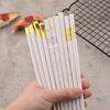 5 Paar Weißgold Koreanische Essstäbchen Japanische Essstäbchen Wiederverwendbare Essstäbchen Waschbare Lebensmittelqualität Rutschfeste Essstäbchen Einfach zu bedienen