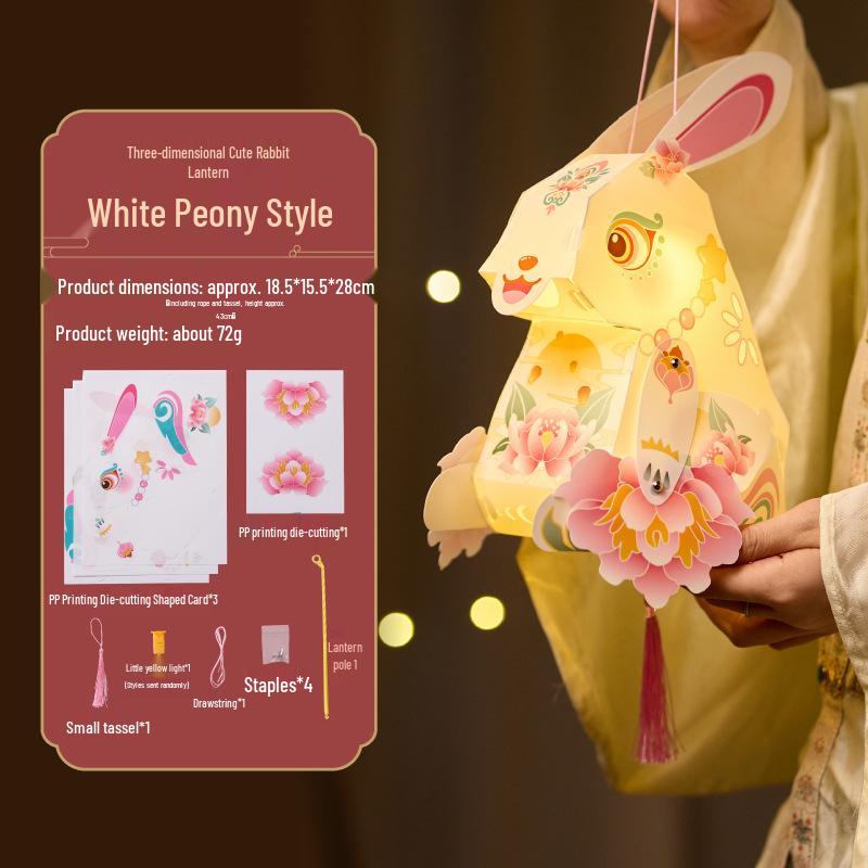2026 Mid-Autumn 3D Cute Rabbit Lantern DIY Kit for Kids – Handheld, Luminous
