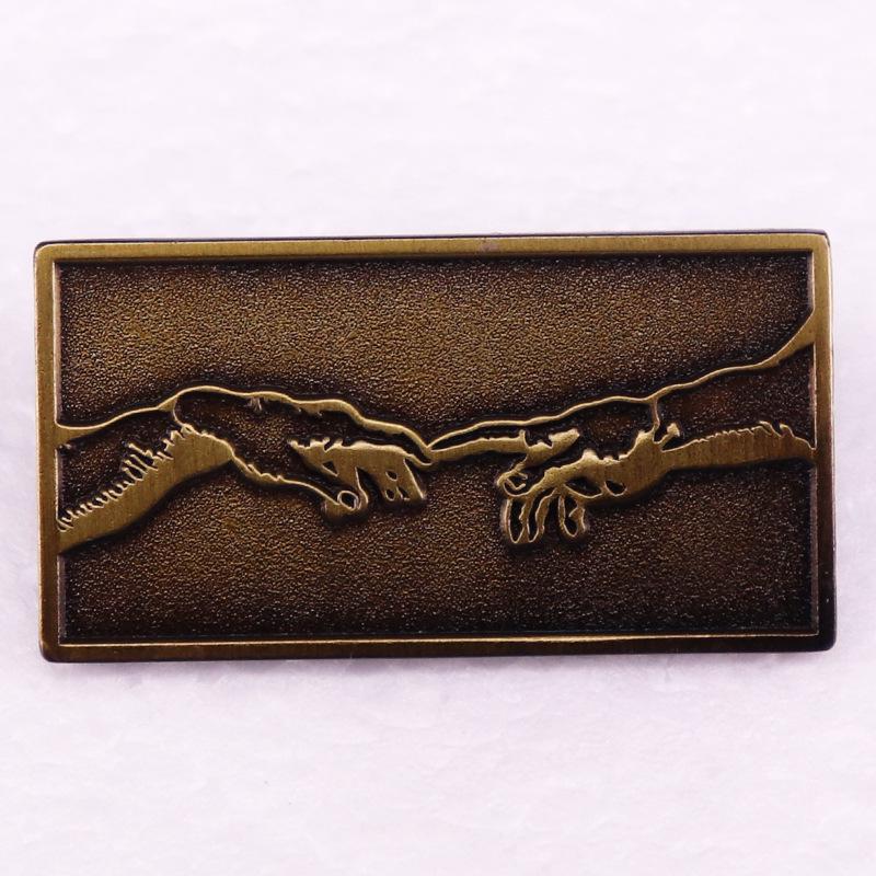 Michelangelo s Creation of Adam Vintage Art Brooch Small
