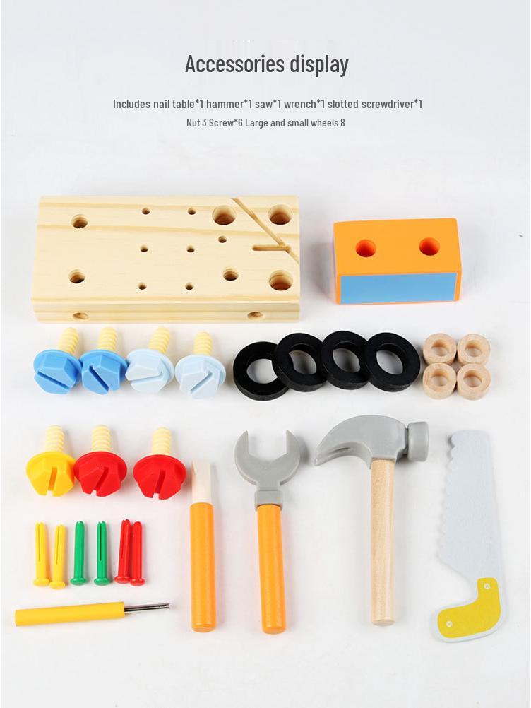 Kids' Wooden Tool Cart for Assembly and Repair