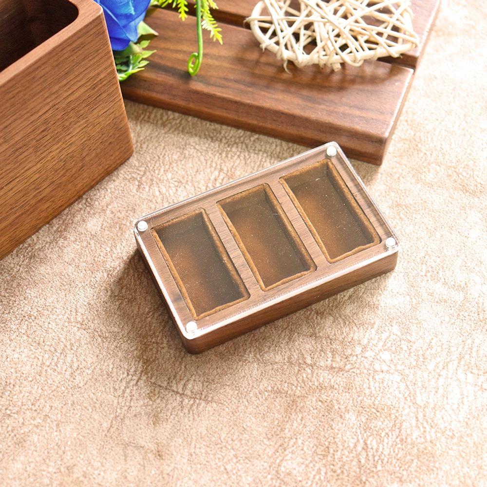 3/5 Slot Wooden Ring Box Magnetic Cover Jewelry Ring Holder Black Walnut Cufflinks Box  Couples