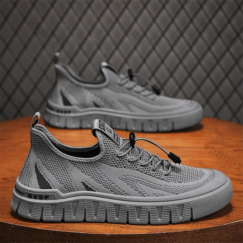 Fashion Men Shoes 2025 Summer New Breathable Fly Weave Mesh Elastic Band Casual Shoes Outdoor Comfortable Non Slip Sewing Running Shoes