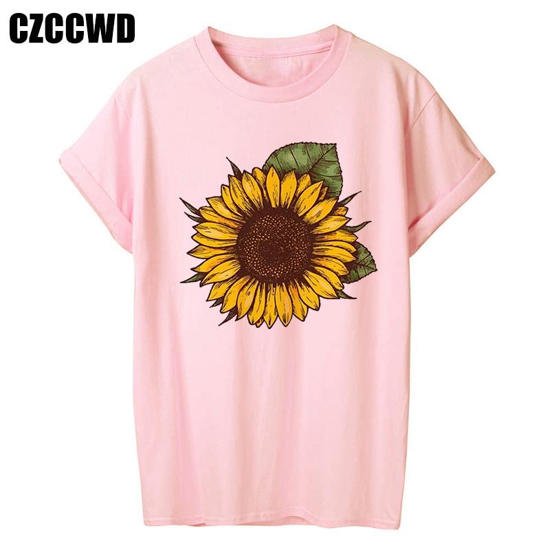 Sunflower Bee Kind Yellow Women Tshirt Aesthetics Graphic Short Sleeve Cotton Polyester T Shirts Female Camisetas Verano Mujer