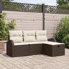 4-piece Garden Sofa Set with Brown Poly Rattan Cushions, 2-seater Garden Sofa with Storage 3360379