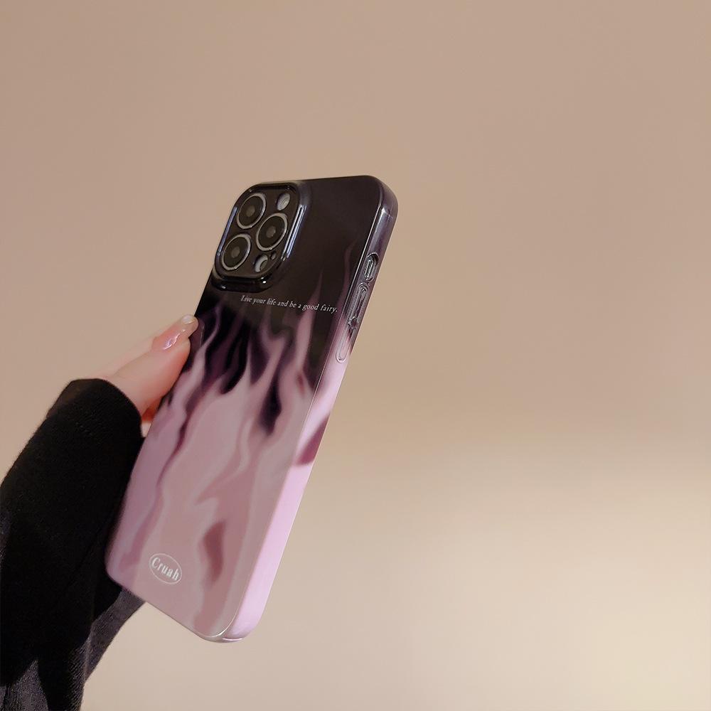 Art Purple Flame Case for iPhone 13 iPhone 15 iPhone 16 Pro Max