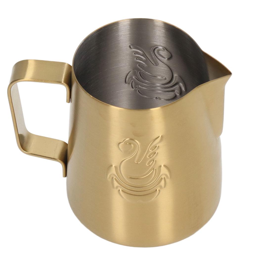230ml Coffee Steaming Pitcher with Angled Handle Stainless Steel Olecranon Milk Frothing Cup for Latte White