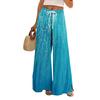 Dámské letní kalhoty Boho Palazzo s vysokým pasem a širokými nohavicemi s květinovým potiskem ležérní kalhoty s kapsami