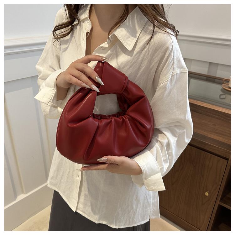 2024 Unique Design: Pleated Women's Versatile Solid Color Handbag - Summer Casual Must-Have