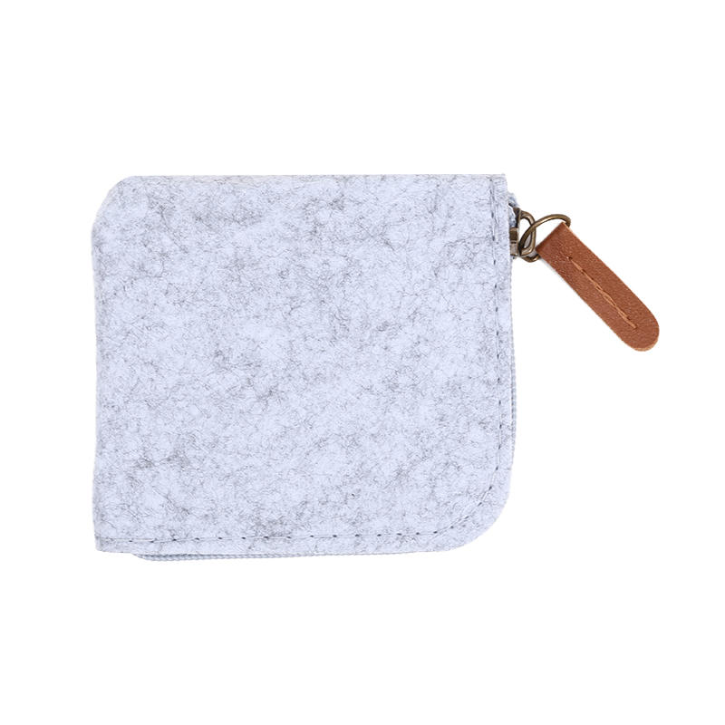 

1 шт. Компактный женский мужской короткий кошелек-холдер для карт из фетра, портативный кошелек для мелочи на молнии One Size светло-серый