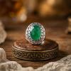 Green Onyx Men's Ring, Silver Plated Ring, Signet Ring, Bold Statement Jewelry For Men, Gift For Husband or Boyfriend