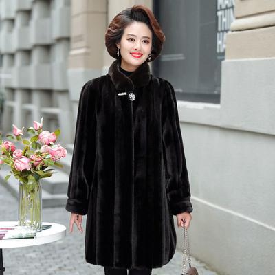 Velvet Women's Long Coat Fur Coat Middle Aged Mink Velvet Coat