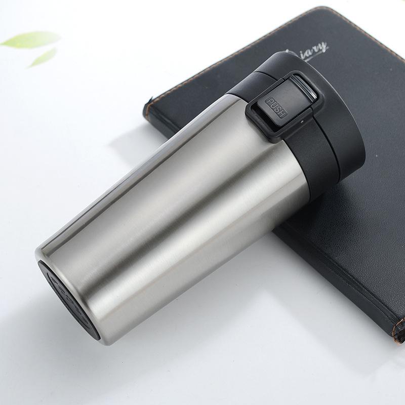 

Кофейная чашка из нержавеющей стали, деловая отскакивающая крышка, удобная автомобильная кружка, офисные подарочные чашки. 500ML серый