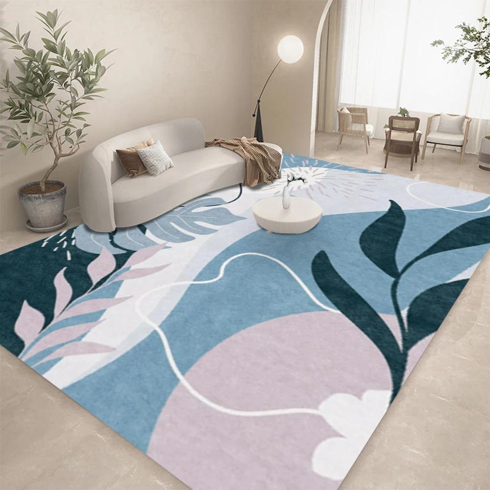 Moderner Abstrakter Blumen Blätter Teppich für Wohnzimmer Heimdeko Sofa Teppiche Schlafzimmer Teppich Lounge Küche Couchtisch Bodenmatte