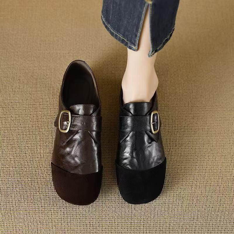 French soft-soled shallow-mouth single shoes, new autumn retro round-headed Mary Jane shoes, flat-soled small leather shoes