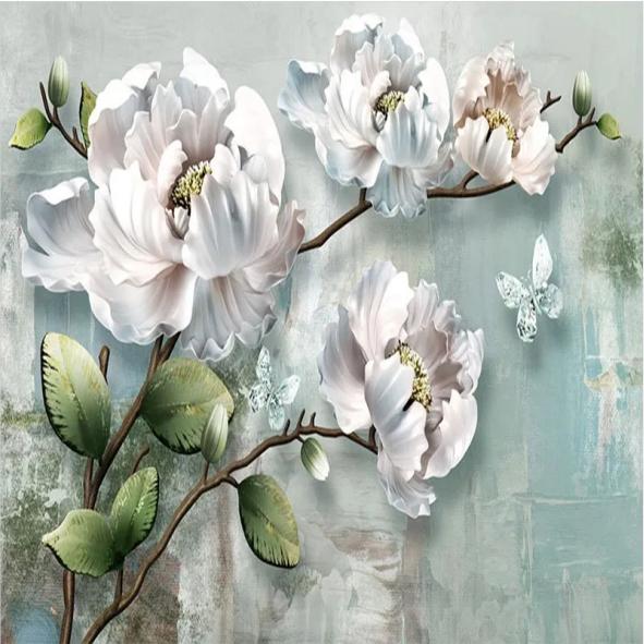 Size 3d Wallpaper Stereoscopic Embossed Flower Mural Living Room Bedroom Tv Background Wall Paper Home Decor