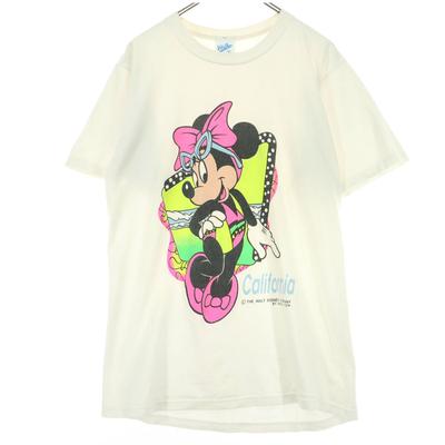 Velva Sheen Made In USA Minnie Print Short Sleeve Disney T-shirt M White Women Used