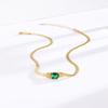 Non-Fading Light Luxury Emerald Oval Diamond Titanium Steel Necklace Premium Snake Bone Chain