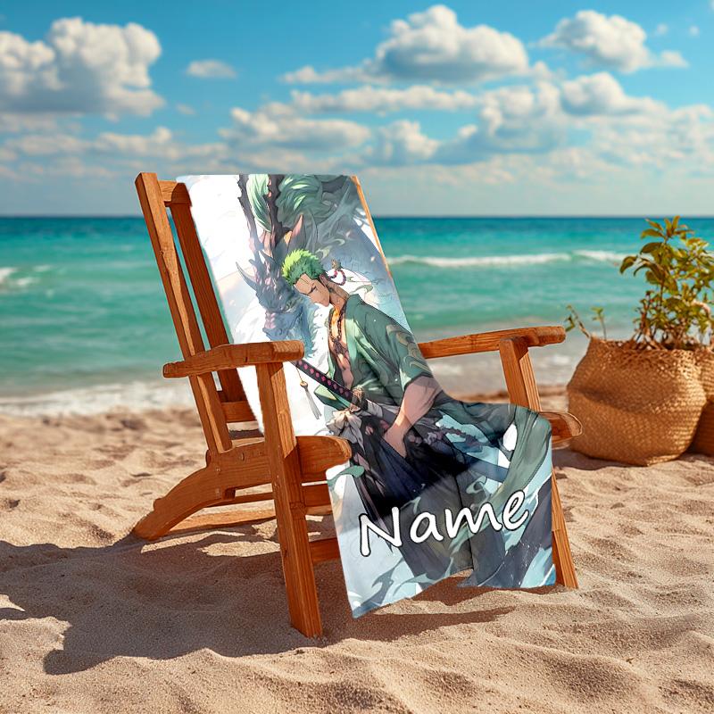 Personalized Customized Proof Beach Towel with Zoro the Pirate King Pattern - Soft, Absorbent,quick-drying,perfect Swimming,camping&bathing