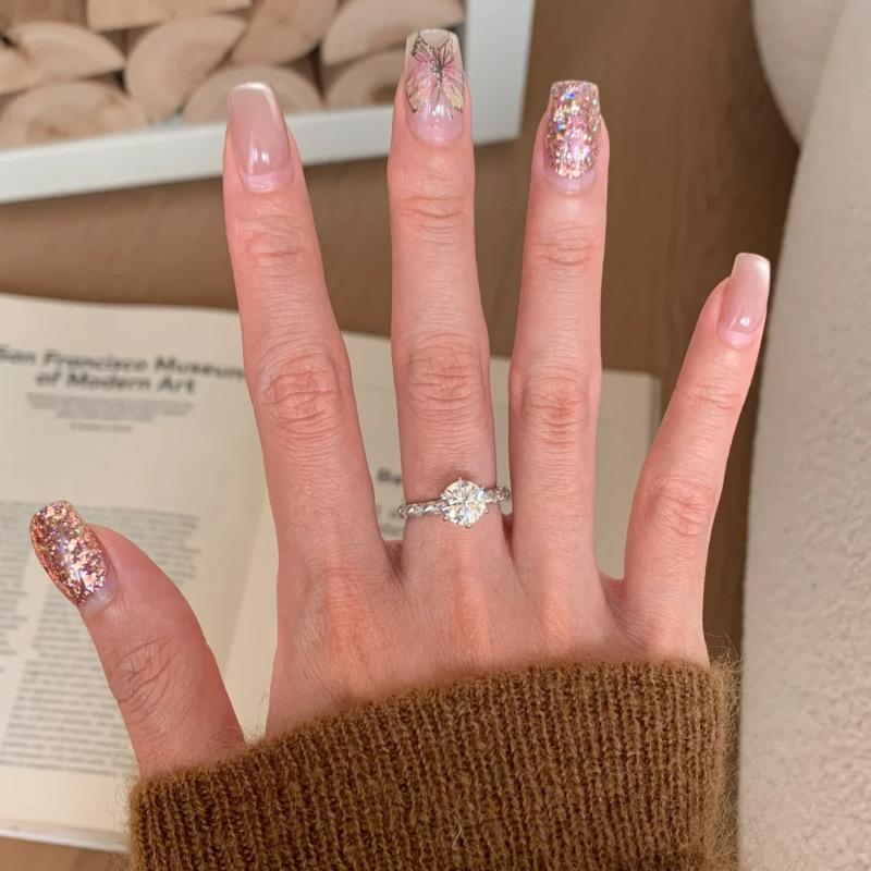 PANJBJ 925 Silver Stars Ring For Women Blue Crystal Opening Sweet Romance Irregular Versatile Jewelry Gift