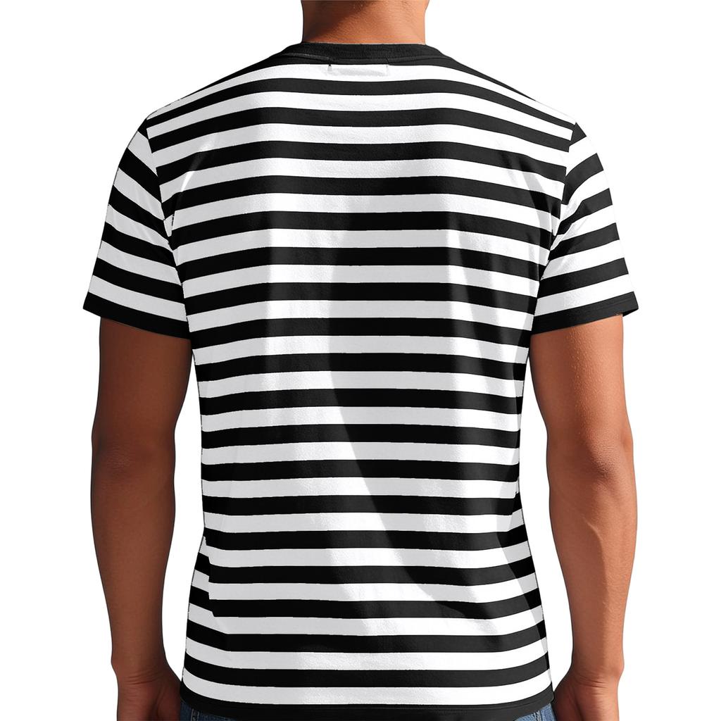T-shirt a maniche corte a righe da uomo con girocollo, vestibilità classica, top casual, materiale in cotone morbido e confortevole