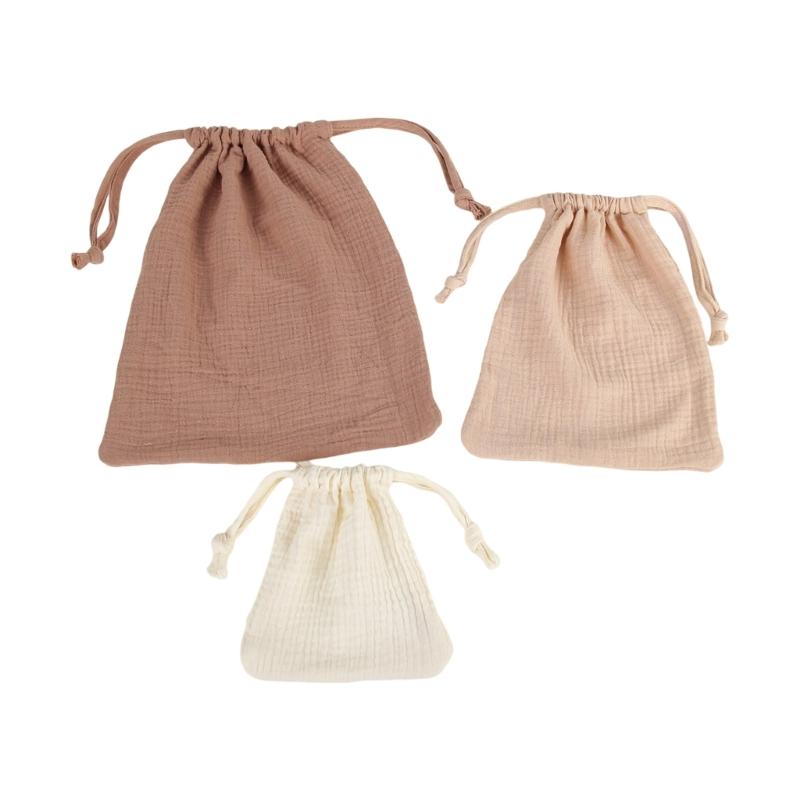 3 Piece Reusable Baby Cloth Storage Bags with Convenient Drawstring Closure Breathable for Toys Clothes & Accessories