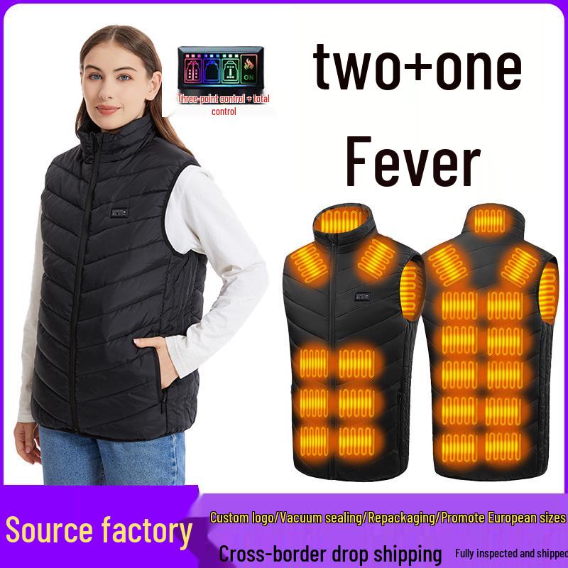 Unisex Smart Heated Vest with Temperature Control - Winter Warmth, Cotton, Plus Size