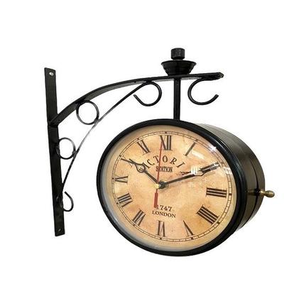 Reloj de tren de doble cara de la estación Victoria de 15,24 cm, reloj de pared con decoración de oficina y hogar con acabado negro náutico