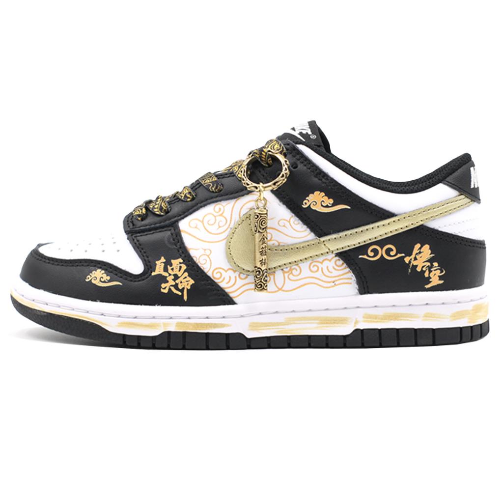 Nike Pantofi Skateboard Dunk Rezistenți la Uzură și Ușori cu Guler Jos Unisex Negru Auriu DD1391-100(Echipa205--CUTIE)