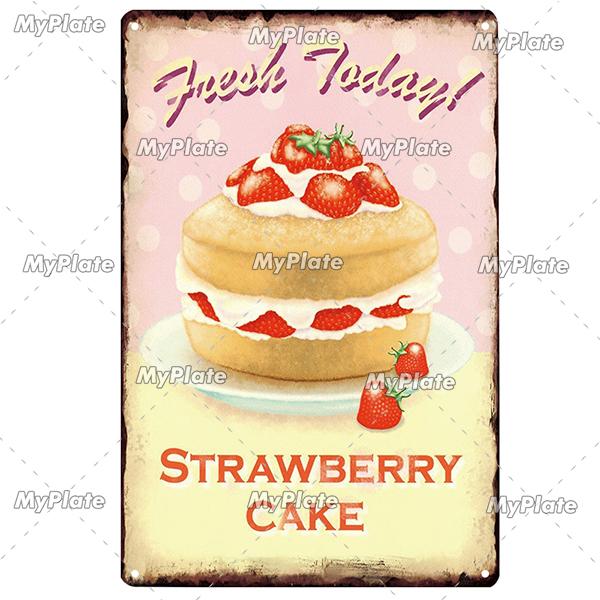 Cake Metal Sign Plaque Metal Vintage Food Tin Sign Wall Decor for Kitchen Cafe Diner Bar Cupcake Metal Signs