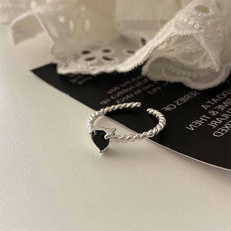 Korean Style Adjustable Heart Ring: Geometric Twist Knot, Trendy Stacking Hip Hop Design