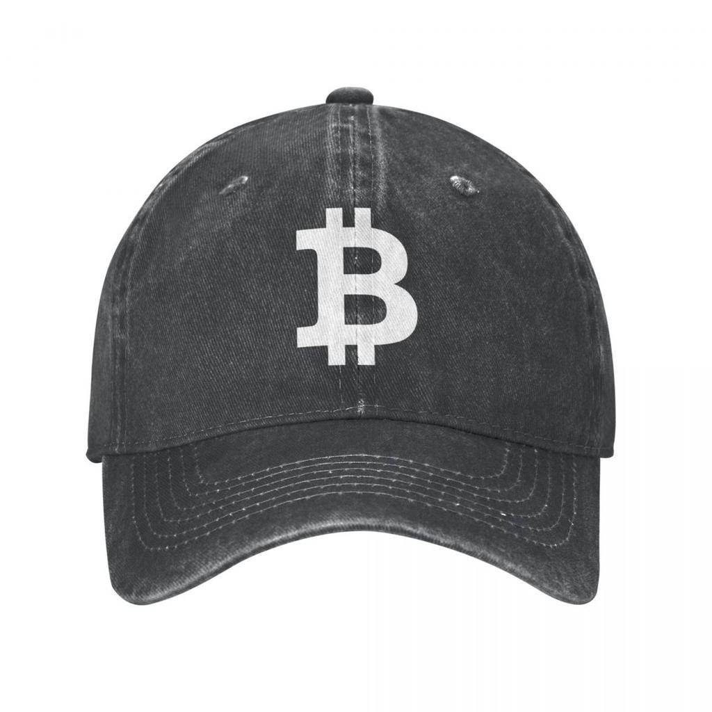Orange Bitcoin Logo Unisex Women Baseball Caps Distressed Denim Washed Hats Cap Retro Outdoor Workouts Headwear