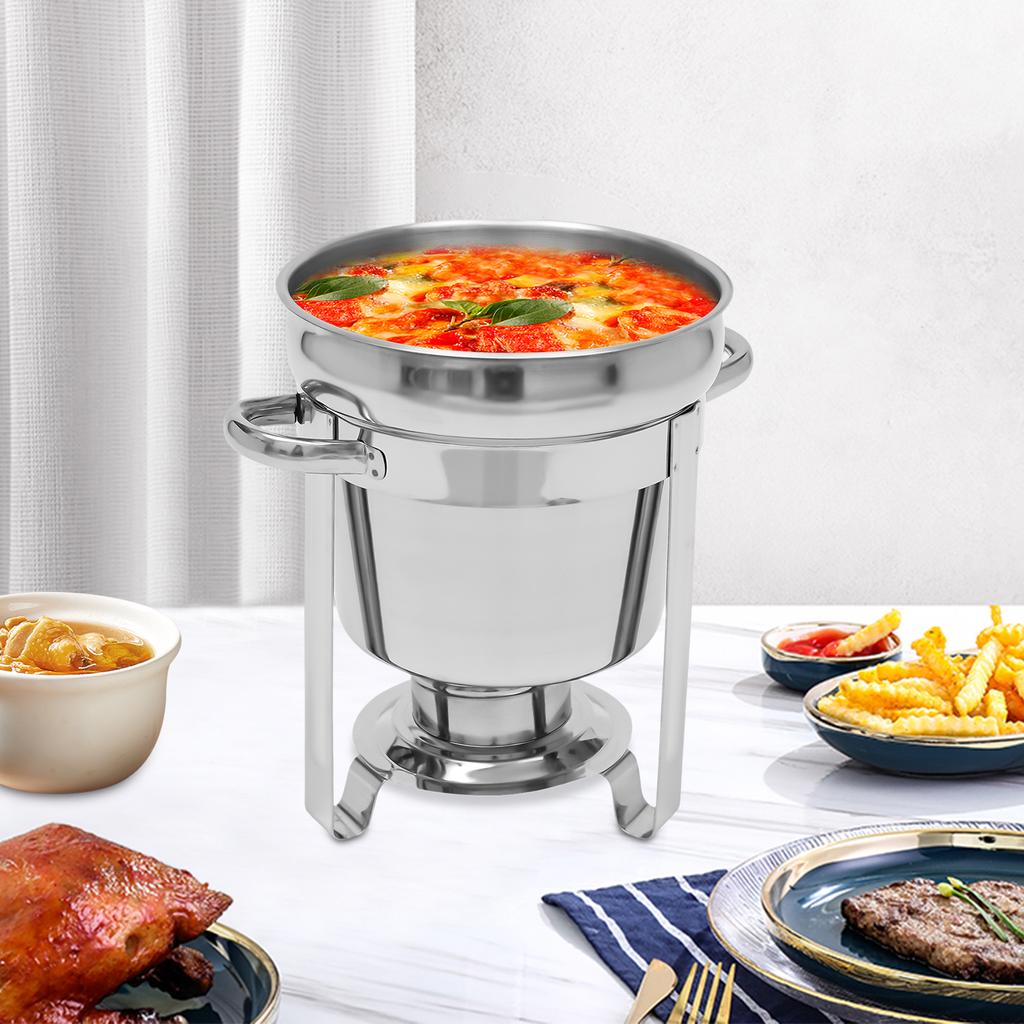 7L Stainless Steel Soup Warmer Pot, Medium Size with Lid - 7.4Qt Capacity, Portable for Outdoor Camping, Catering & Party Buffet