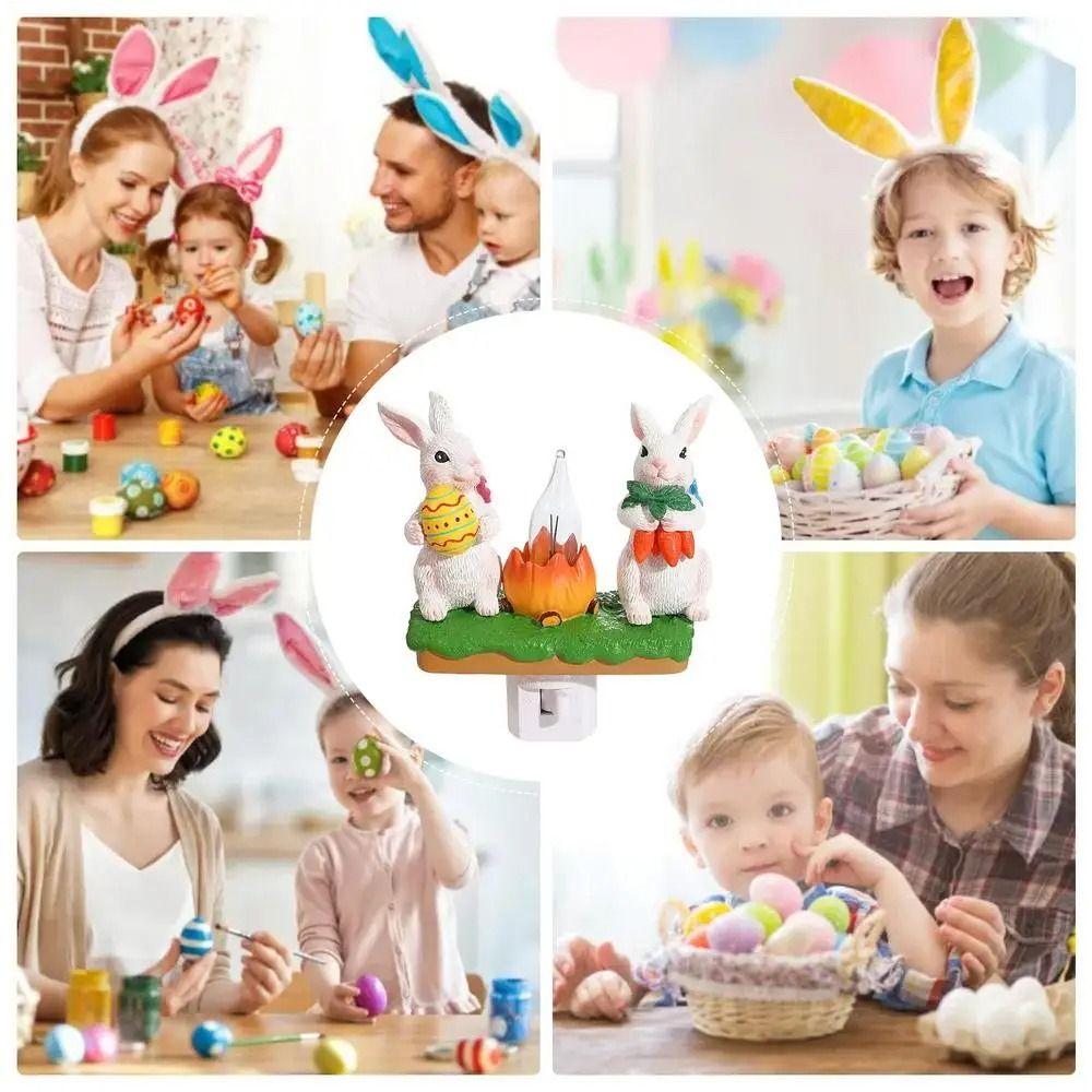 Cartoon Easter Lamp Wall Mounted LED Lights US Plug Bunny Decoration Light  Night