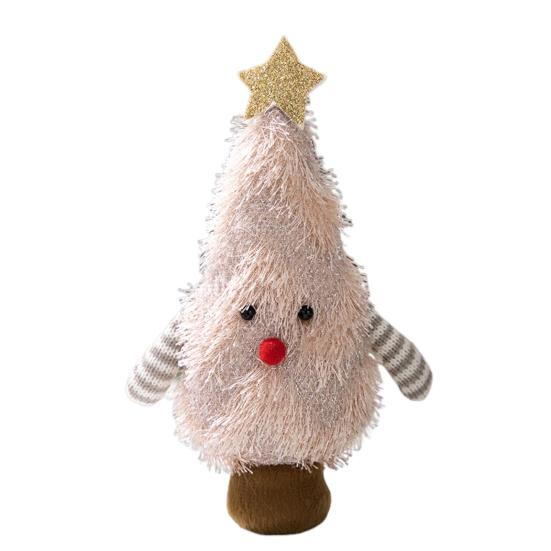 Christmas Gnome Decoration Fluffy Christmas Tree Doll with Glitter Star Topper Plush Elf Table Centerpiece for Hotel Mall Window Holiday Decor