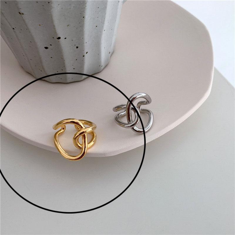 925 Silver Rings For Women Hollow Out Gold Color Temperament Personality Fashion Female Trendy Resizable Opening Rings