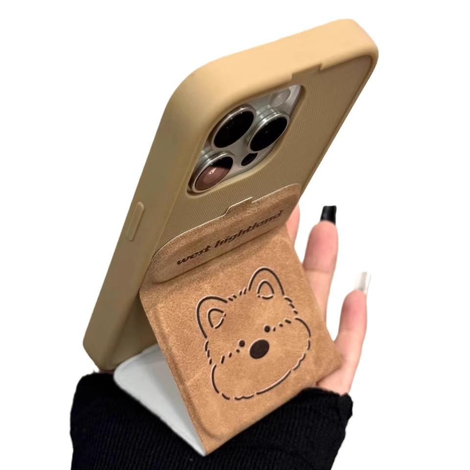 Retro Leather West Highland for IPhone16promax for Apple 15 Phone Case 14 Magnetic Flip Cover 13/12