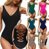 Women S One Piece Swimsuit Color Block Backless Tie Design Sexy Swimwear