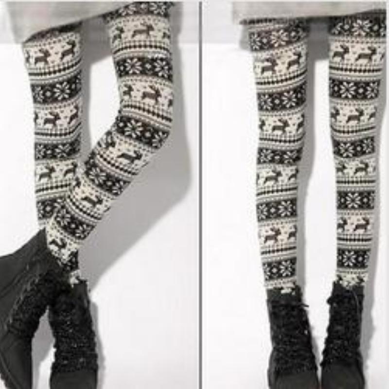 

Леггинсы «Снежинка-олень» Весенне-осенние брюки с узором «снежинка»