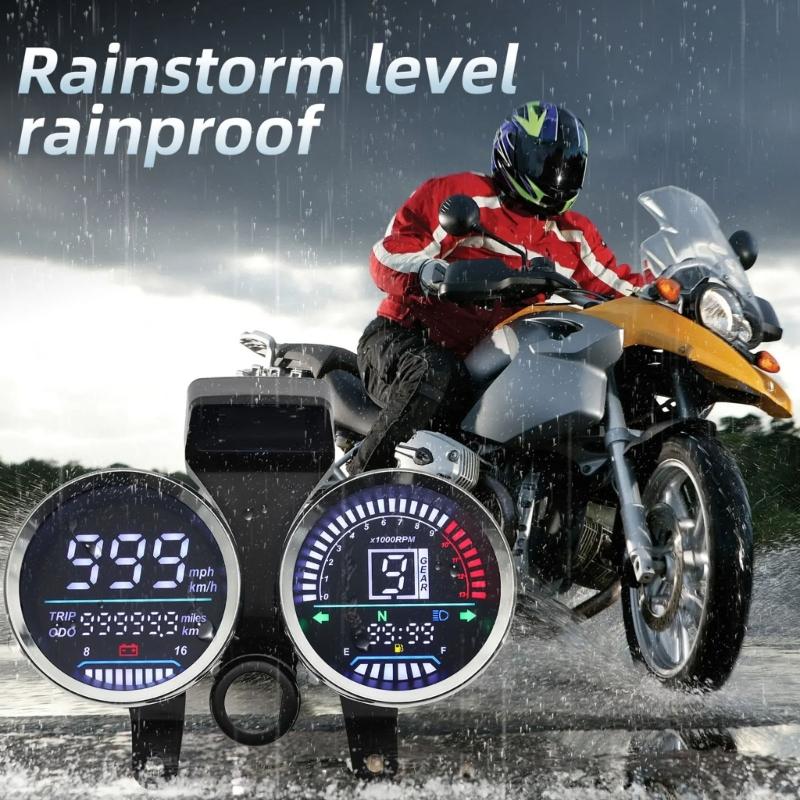 Digital Display Cluster Speedometer Odometer Dashboard Suitable for GN125 Waterproof Motorbike Instrument LED Tachometer