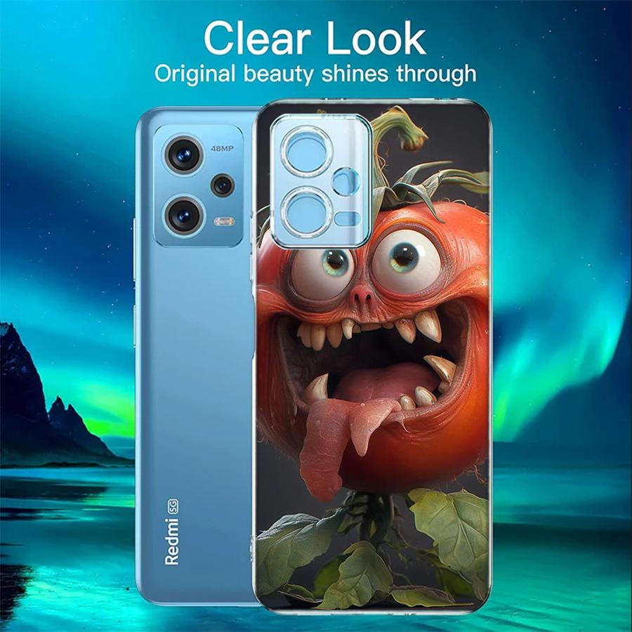 Angry Tomatoes Phone Case For Redmi 12 13C 12C 15C 9 10 10C Note 13 Pro Plus 14 15 Pro 9T 9C 9A TPU Soft Cover Clear Cell Cases