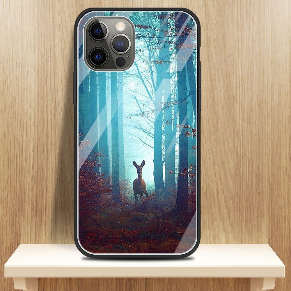 

Стеклянный чехол для телефона iPhone 13 14 12 Mini 11 Pro X XS Max XR 8 7 6 6S Plus SE защитный чехол-капа чехол Deer Hunting Camo iPhone 6 6S Plus