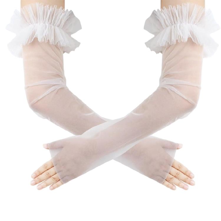Прозрачные Кружевные Нарукавники Свадебные Перчатки для Невесты Формальное Мероприятие Безпалые Тонкие Нарукавники для Вечерней Вечеринки