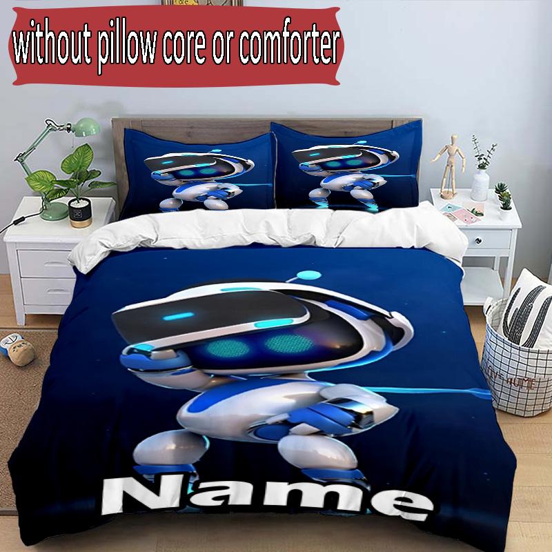3pcs Duvet Cover Set (1*Duvet Cover + 2*Pillowcase, Without Core), Custom Name Cosmic Bot Crew Pattern Bedding Set, Home Bedroom Decor Gift